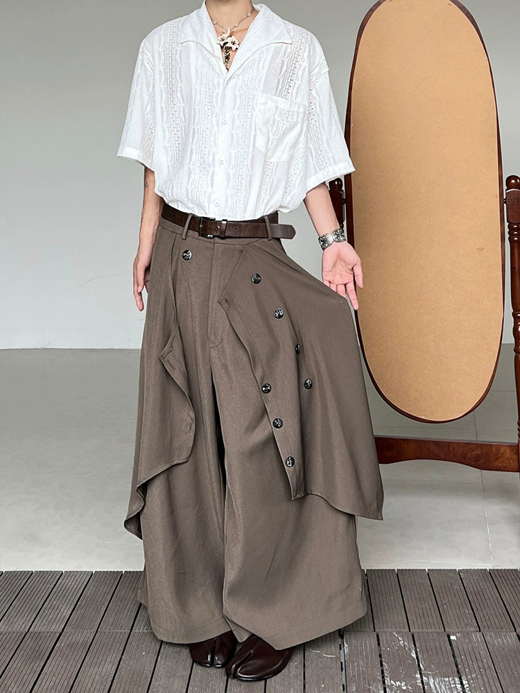 Asymmetrical Draping Wide Leg Trousers WN19950