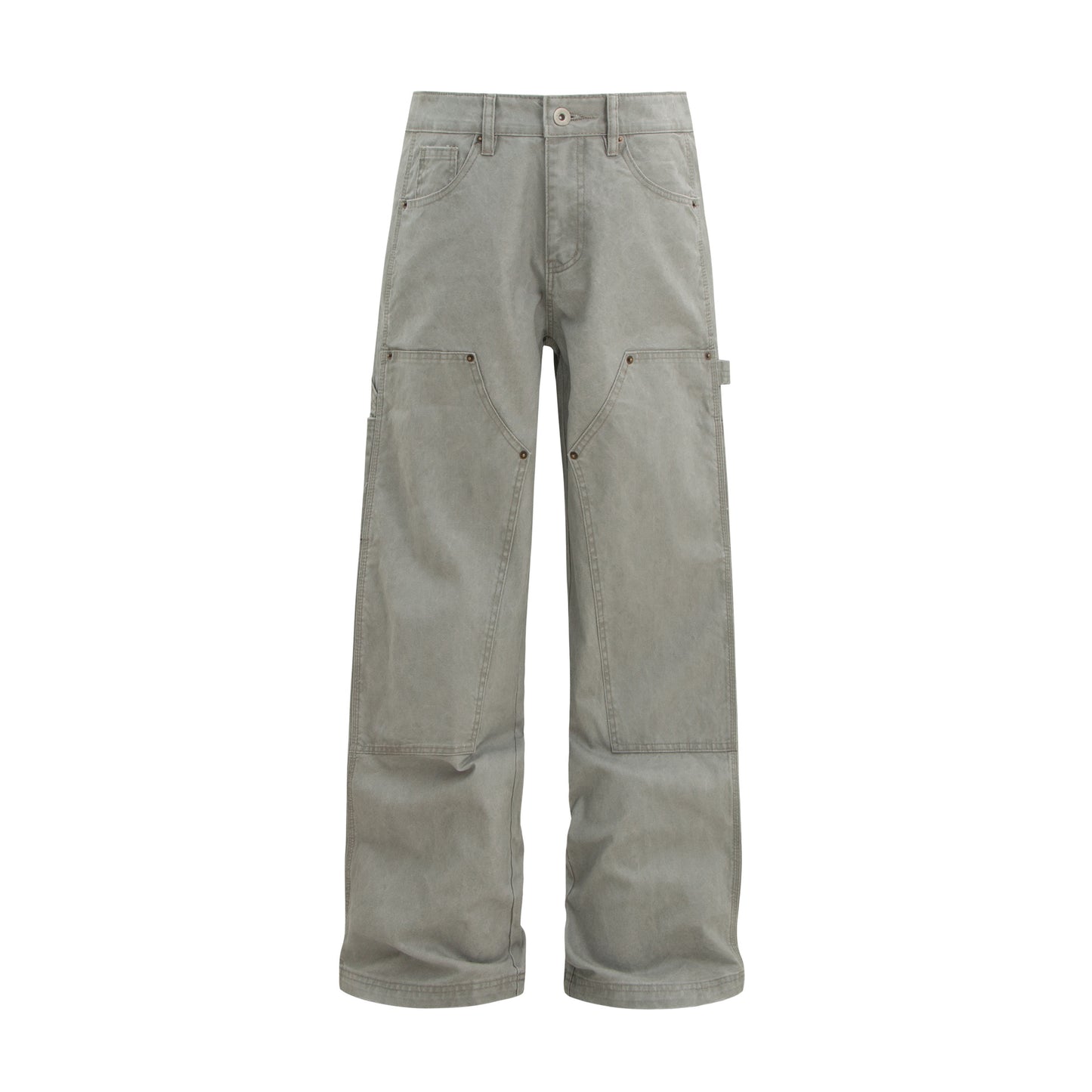 Washed Double Knee Wide Leg Cargo Pants WN26238