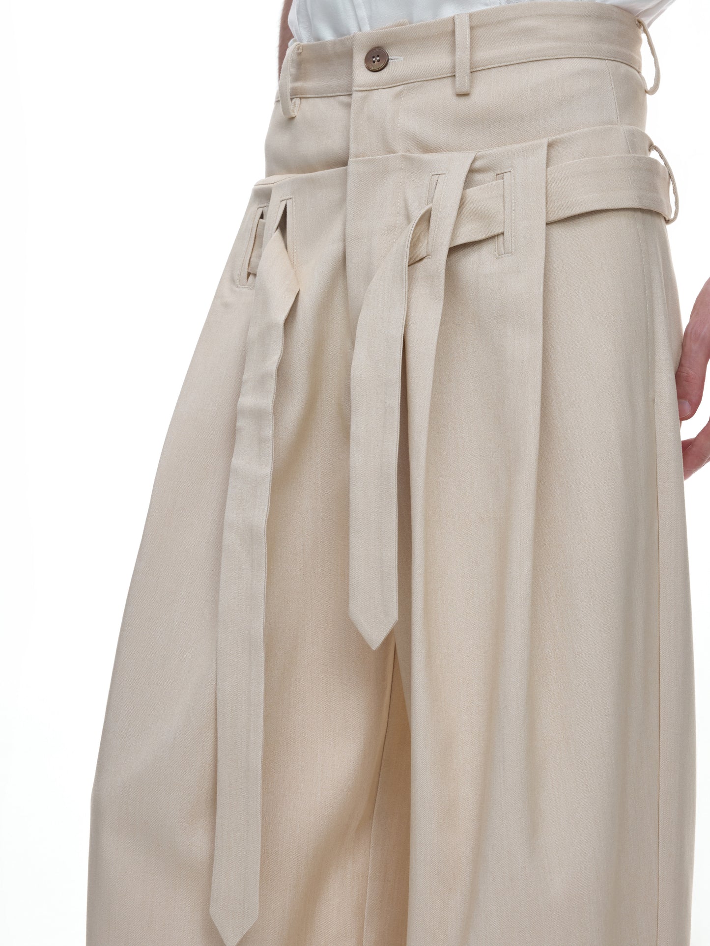 High-Waist Pleats Tie Wide Leg Trousers WN27037