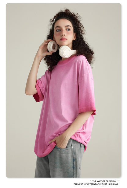 Washed Gradient Pure Cotton Sleeveless T-Shirt WN6075