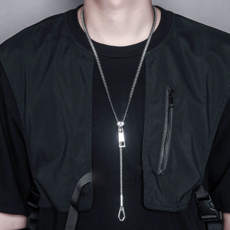 Strap Cylinder Zipper Necklace WN22356