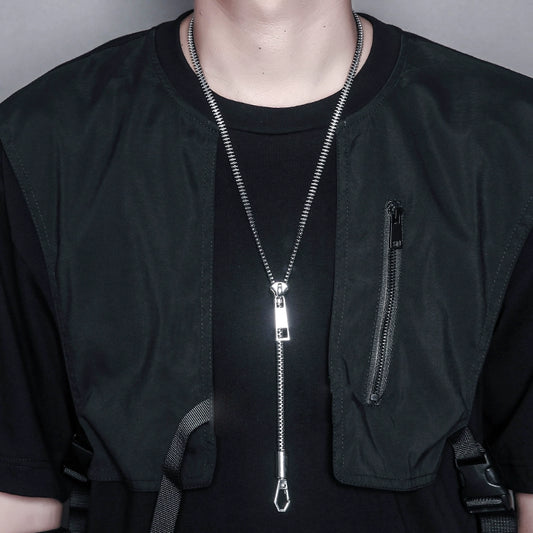 Strap Cylinder Zipper Necklace WN22356