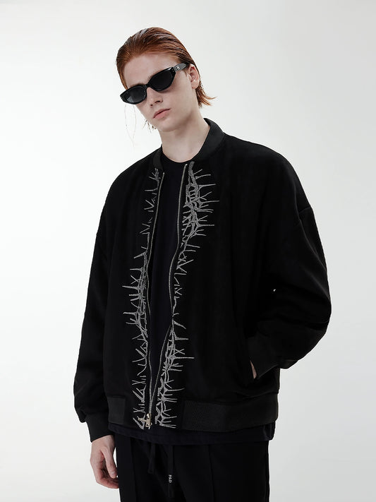Thorn Embroidery Zipper Jacket WN17558