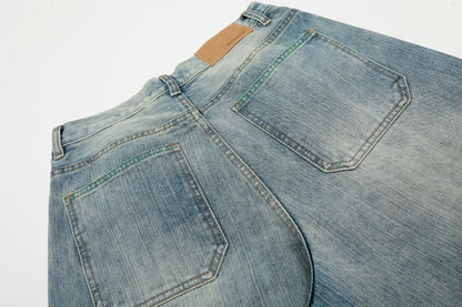 Washed Whisker Wide Leg Denim Jeans WN26037