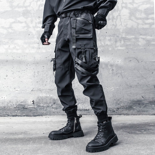 Tactical Ribbon Strap Cuffed Cargo Pants WN22504