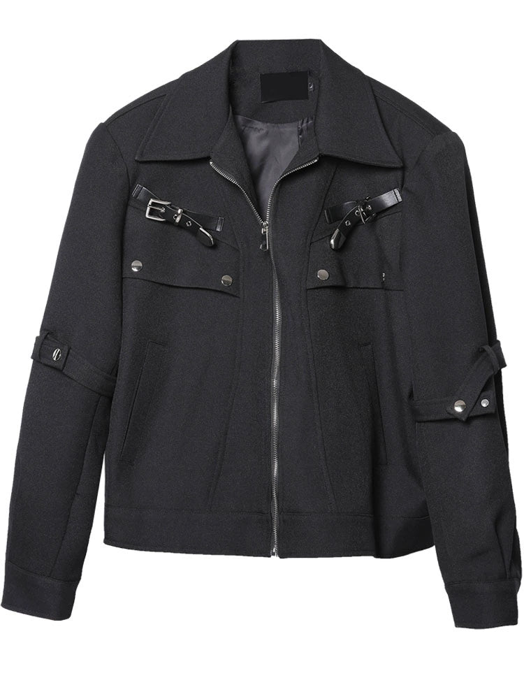 Deconstruct Strap Zipper Short Jacket WN22415