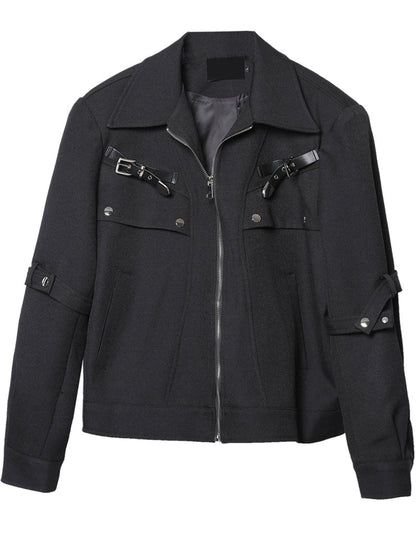 Deconstruct Strap Zipper Short Jacket WN22415