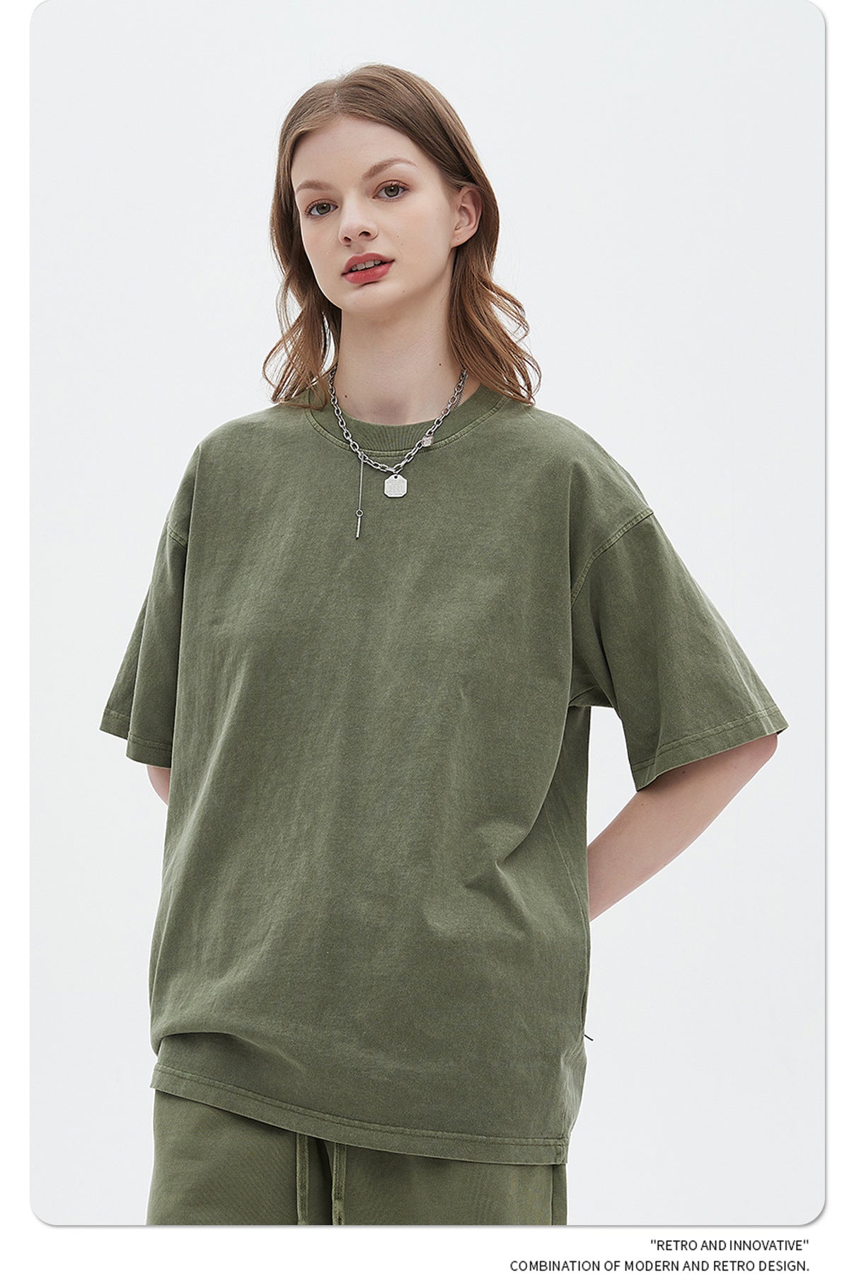 Oversize Washed Short-sleeve-T-shirt & Washed Short Sweatpants Setup WN6633