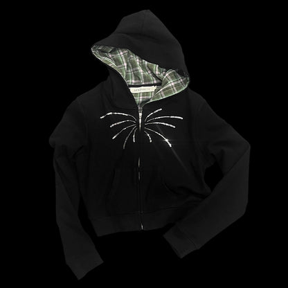 Fireworks Print Zipper Hoodie WN18854