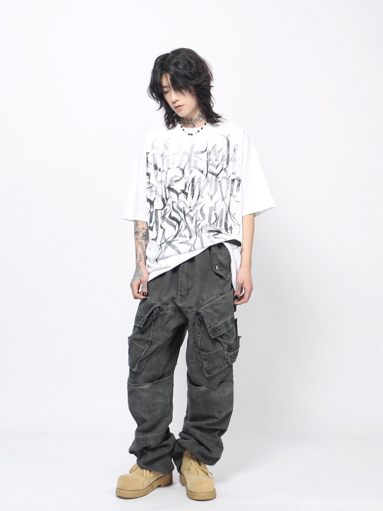 Graffiti Print Oversize Short Sleeve T-Shirt WN24428