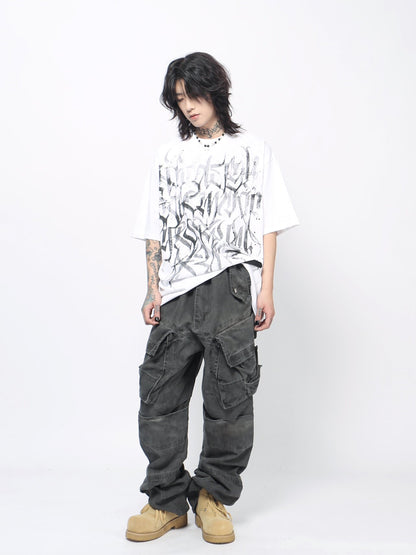 Graffiti Print Oversize Short Sleeve T-Shirt WN24428