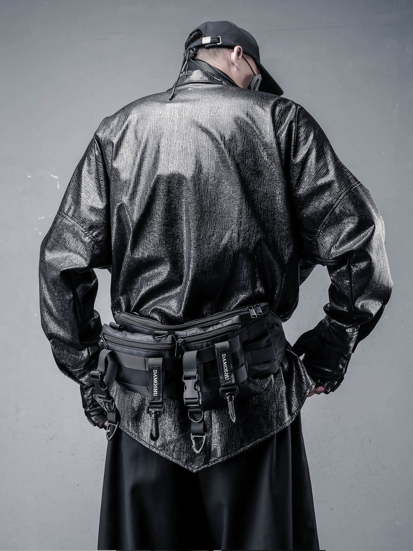 PU Leather Gloss Oversize Long Sleeve Shirt WN22322