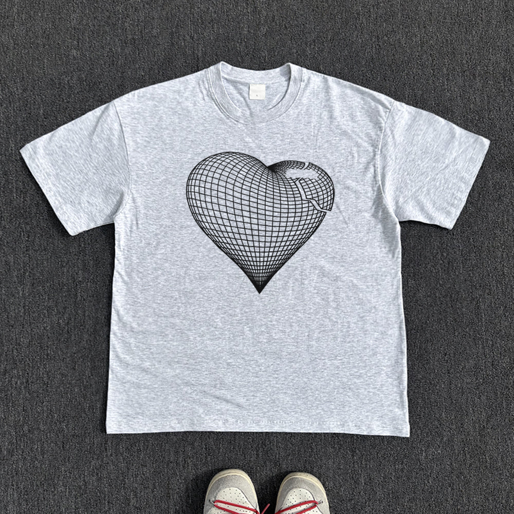 Heart Line Art Design Short Sleeve T-Shirt WN15825