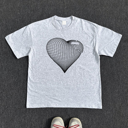 Heart Line Art Design Short Sleeve T-Shirt WN15825