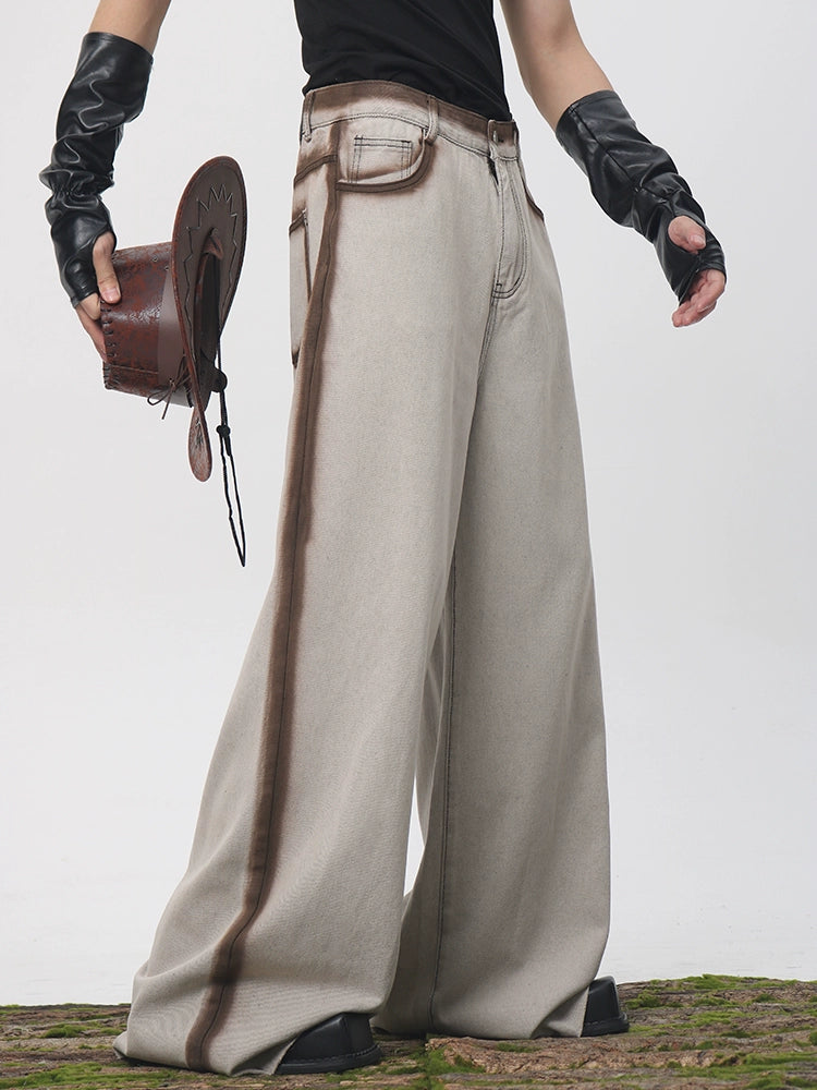 Spray Paint Short Sleeve Denim Jacket & Denim Jeans Setup WN18639