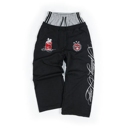 Double Waist Wide Leg Badge Sweatpants WN26653