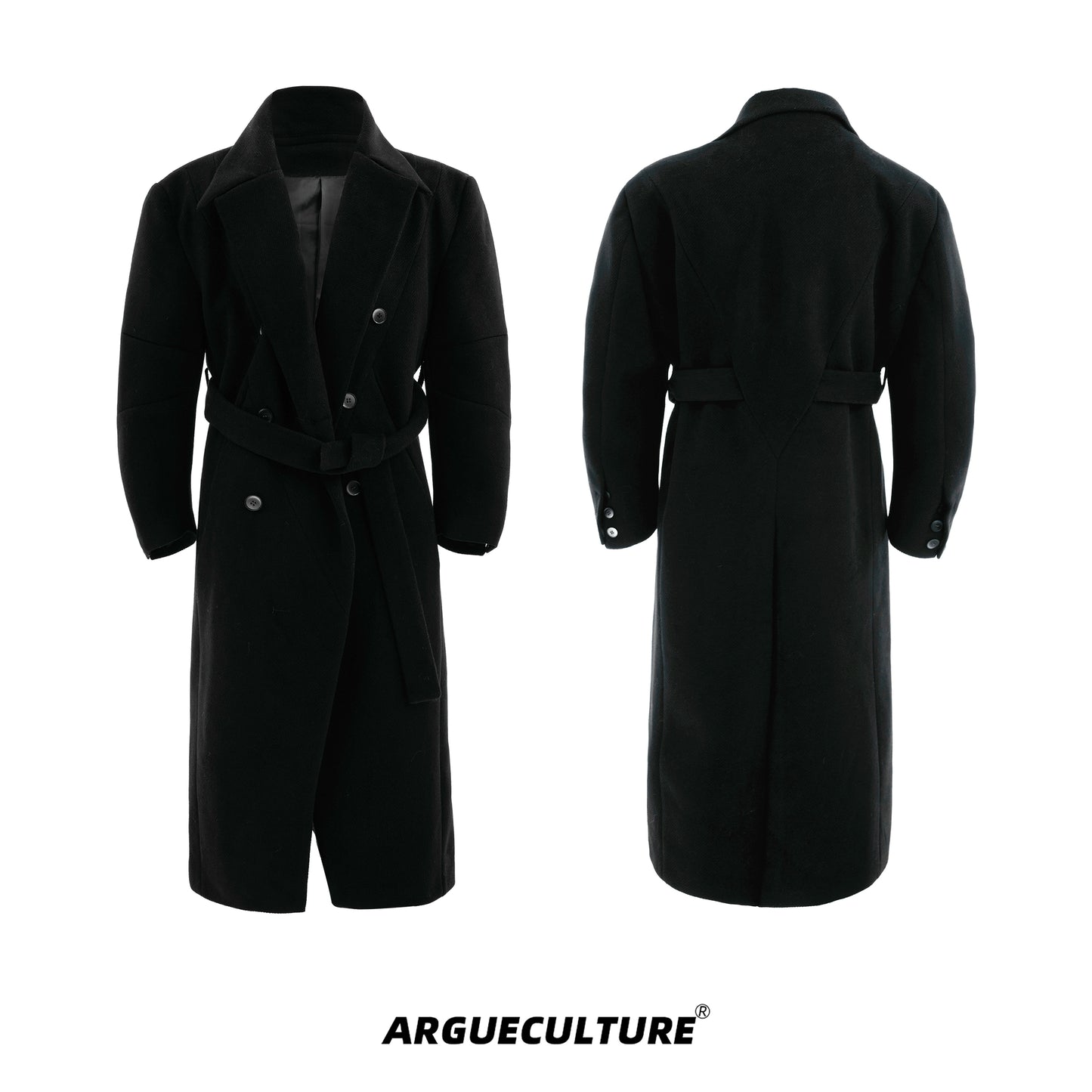 Belted Oversize Woolen Coat WN10875