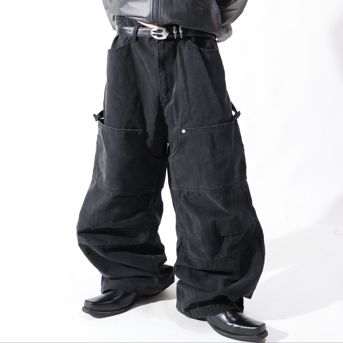 Washed Large Pocket Wide Leg Pants WN24106