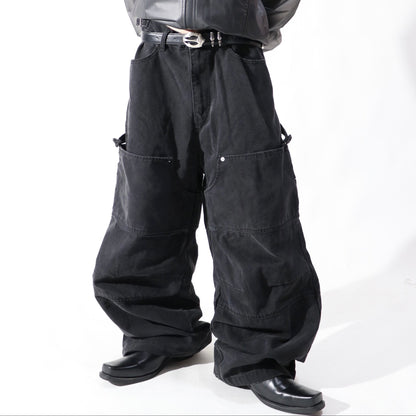 Washed Large Pocket Wide Leg Pants WN24106