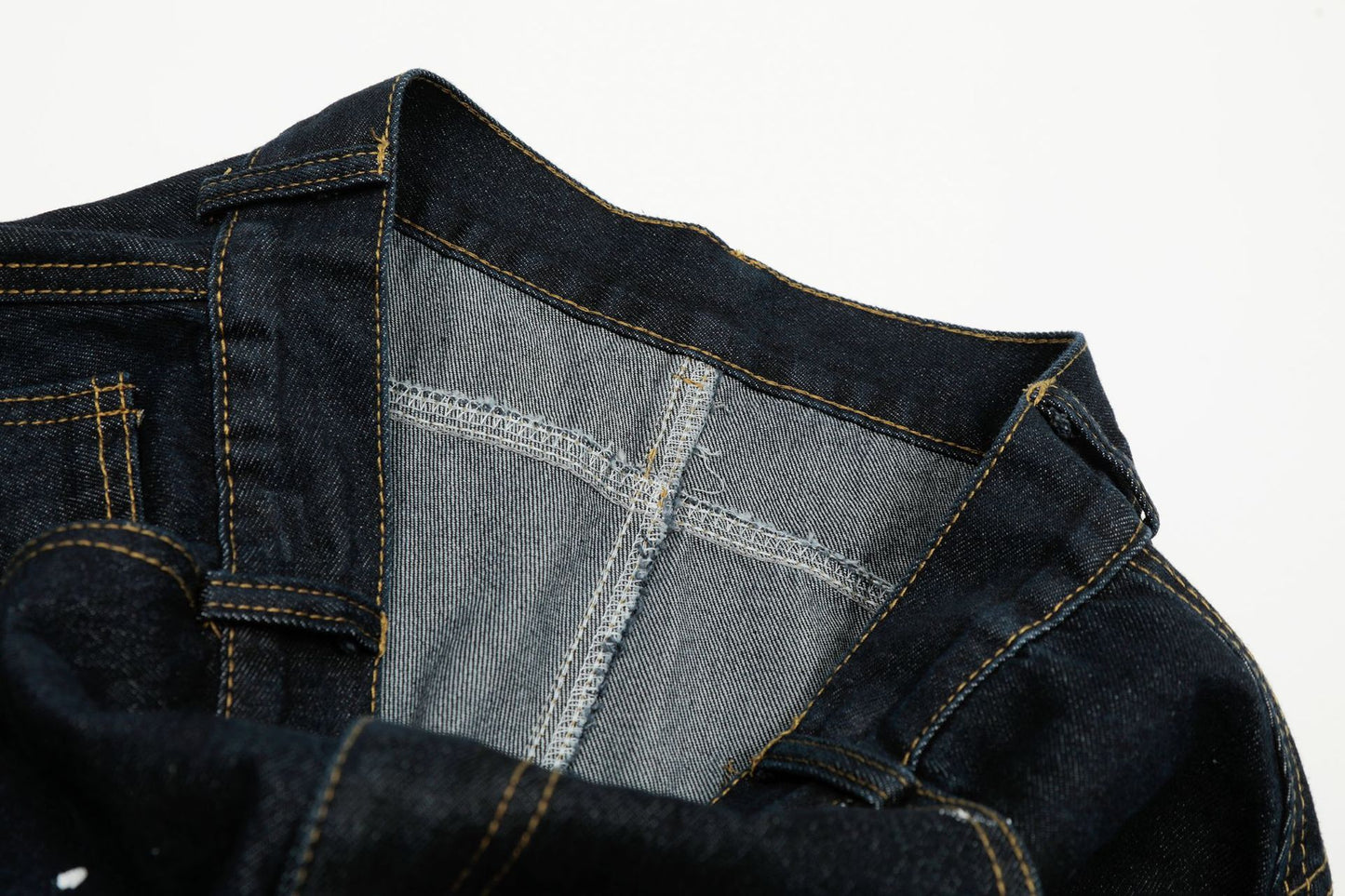 Ink Print Washed Wide Leg Curved Denim Jeans WN23030