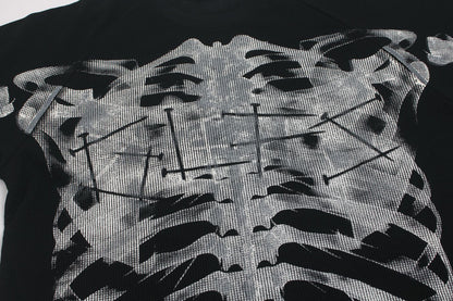 Skeleton Print Waffle Short Sleeve T-Shirt WN25557