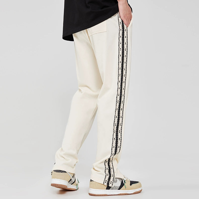 Side Stripe Panel Wide-Leg Straight Track Pants WN10401