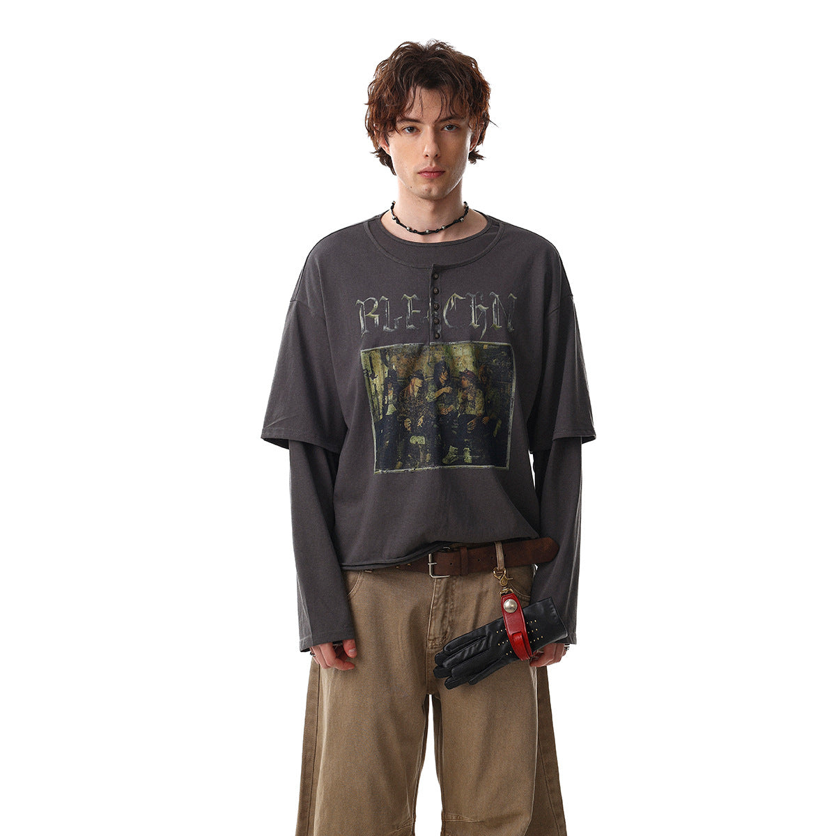 Oversize Fake Layered Long Sleeve T-Shirt WN25466