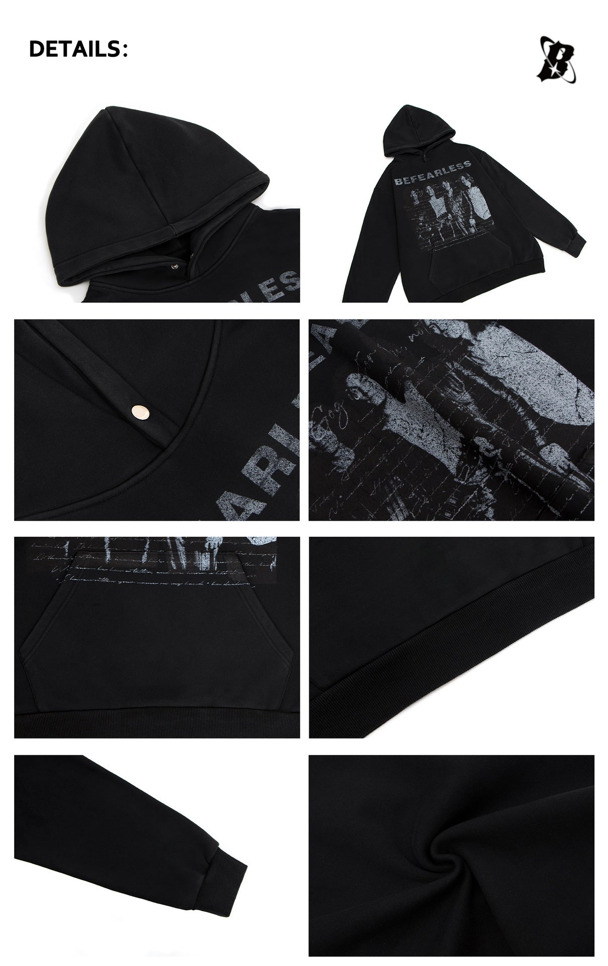 Washed Rock Band Print Boxy Pullover Hoodie WN26386