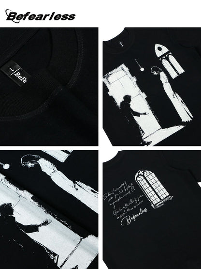 Letter Figure Graphic Oversize Short Sleeve T-Shirt WN26357
