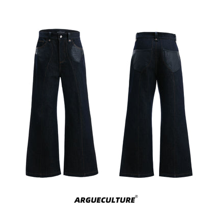 Crocodile Pattern PU Leather Mix Denim Jacket & PU Leather Mix Denim Jeans Setup WN20524