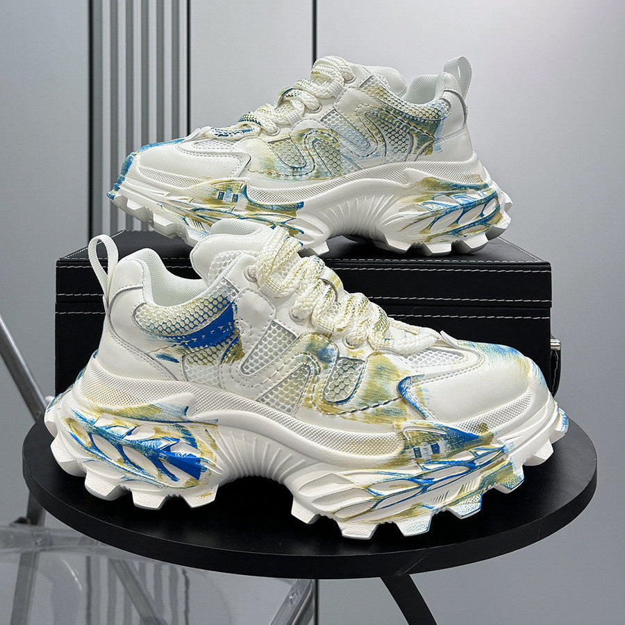 Paint Mesh Design Chunky Sole Sneakers WN24662