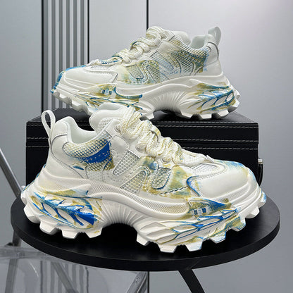 Paint Mesh Design Chunky Sole Sneakers WN24662