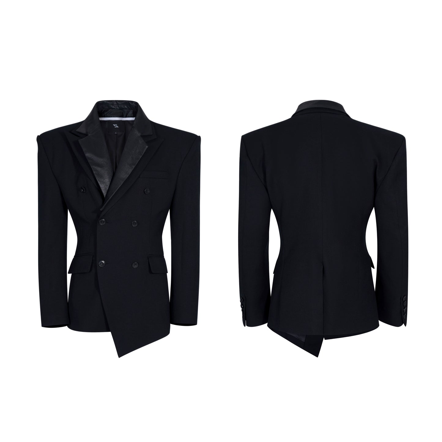 Detachable PU Leather Collar Wool Tailored Jacket & Straight Leg Pants Setup WN21772