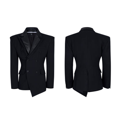Detachable PU Leather Collar Wool Tailored Jacket & Straight Leg Pants Setup WN21772