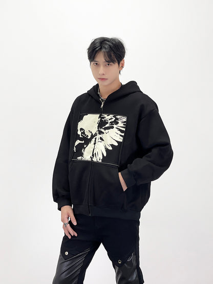 Applique Embroidery Zipper Hoodie WN24237
