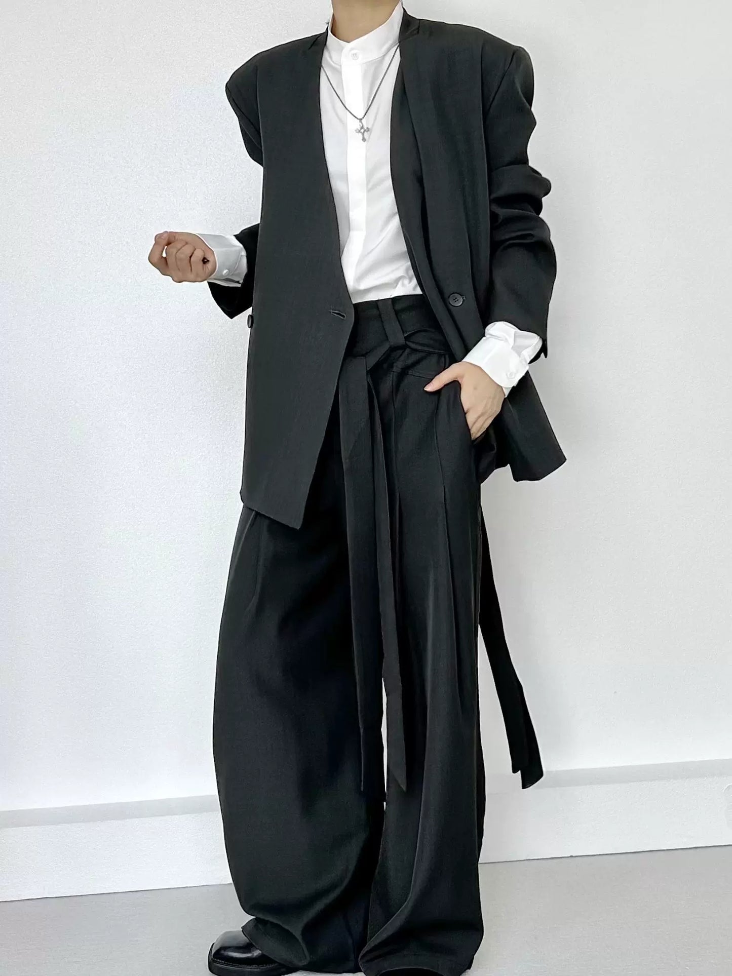 Strap Design Wide Leg Trousers WN19672