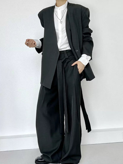 Strap Design Wide Leg Trousers WN19672