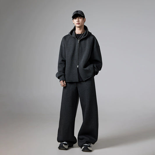 Zipper Plain Hoodie & Sporty Pants Setup WN22288