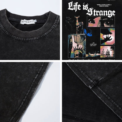 Washed Graphic Letter Short Sleeve T-Shirt WN26945