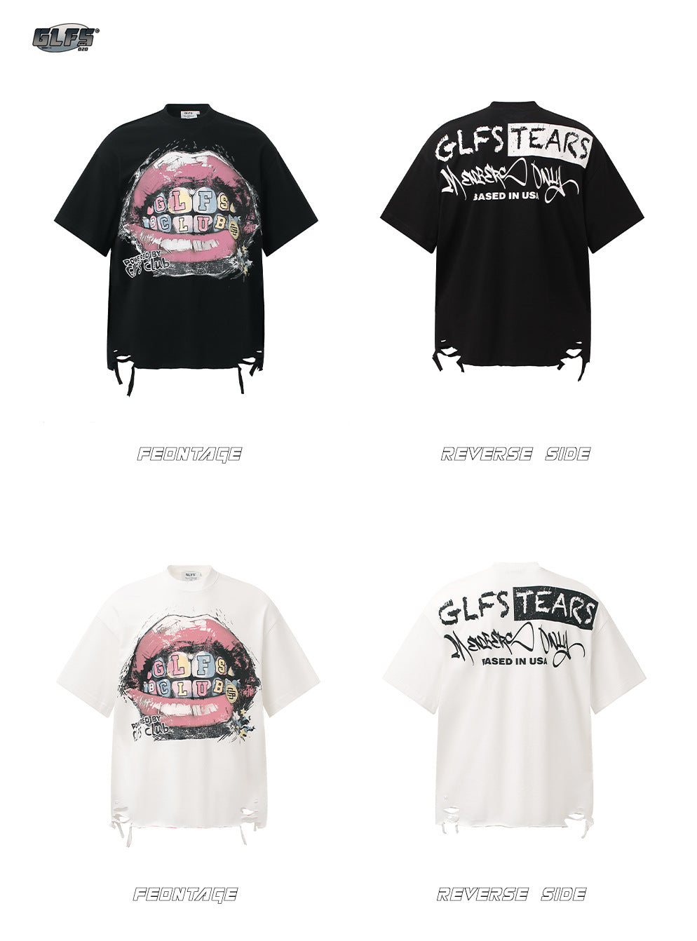 Graffiti Lip Print Damage Short Sleeve T-Shirt WN26521