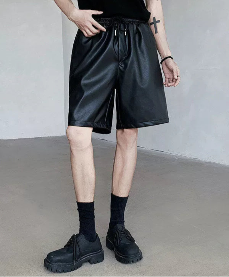PU Leather Wide Leg Short Pants WN19315