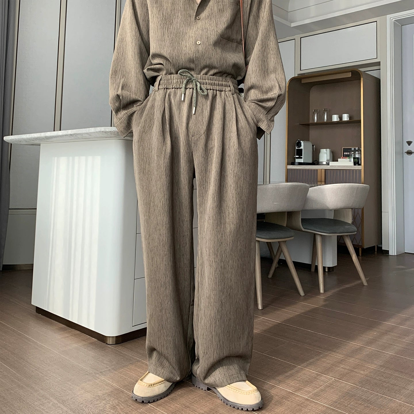 Oversize Long Sleeve Shirt & Drawstring Pants Setup WN20491