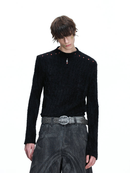 Diamond Wmbellishment Slim Shoulder-pads Long-sleeve T-shirt WN22670