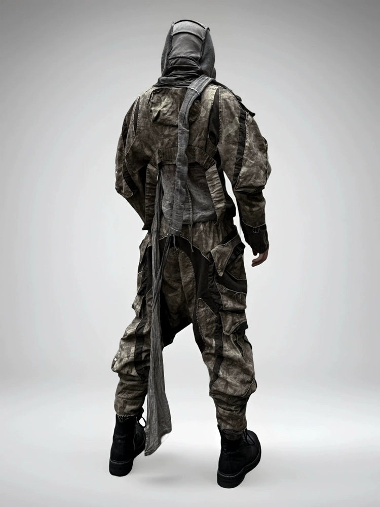 Colorblock Camo Washed Deconstructed Cargo Pants WN21986