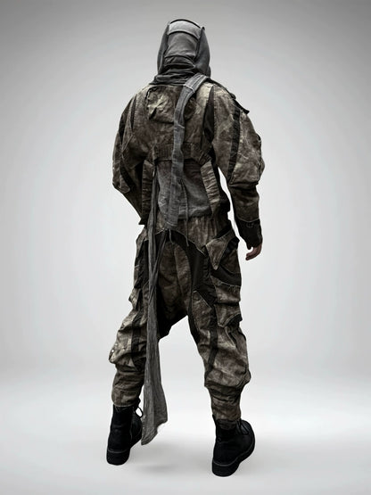 Colorblock Camo Washed Deconstructed Cargo Pants WN21986