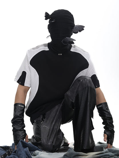 Colorblock Mesh Design Short Sleeve T-Shirt WN18711