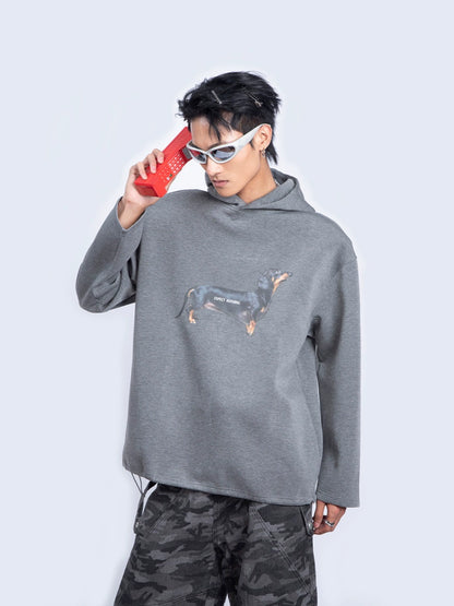 Dog Print Oversize Pullover Hoodie WN9235