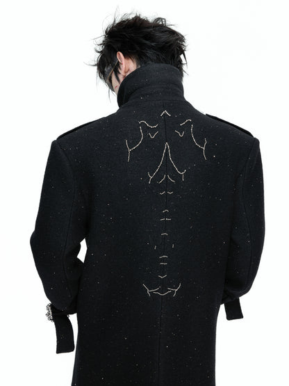 Sequins Wide-shoulder Woolen Coat WN22663