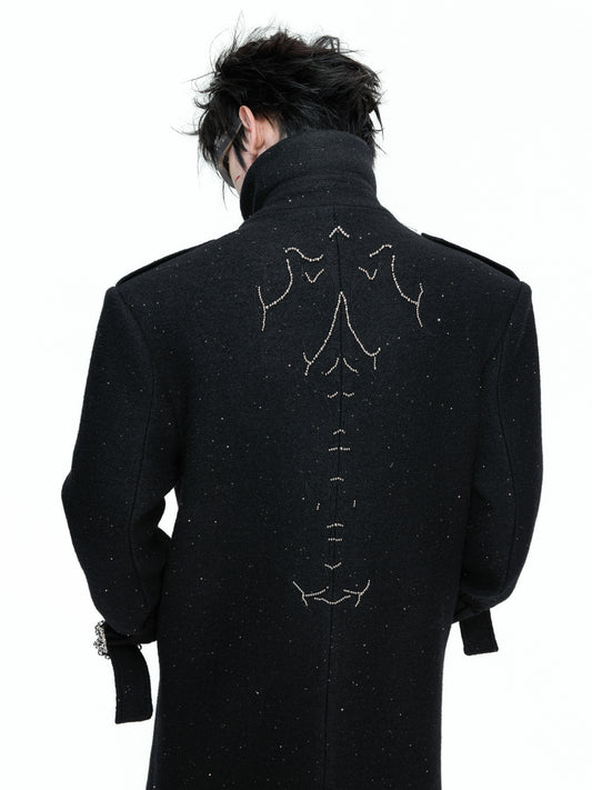 Sequins Wide-shoulder Woolen Coat WN22663