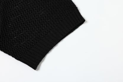 Openwork Short Sleeve Knit Polo Shirt WN25815